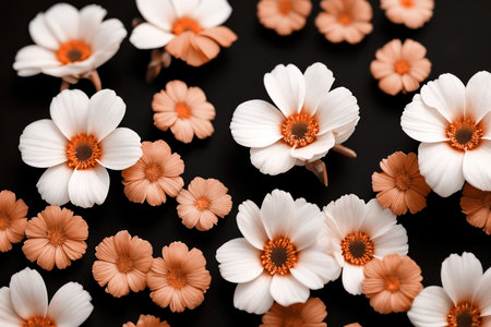 Peach fuzz colored petal flower, abstract floral background. AI generated.の素材