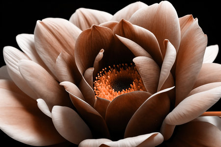 Peach fuzz colored petal flower, abstract floral background. AI generated.の素材