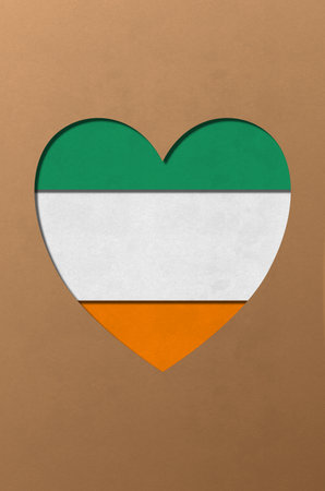 Paper cut heart in colors of the flag of Ireland, illustration for Saint Patrick's Day.の写真素材