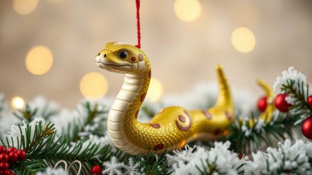 Snake Christmas tree toy. Ai generated.の素材