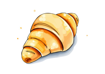 Watercolor vector illustration of a croissant. AI generated.の素材