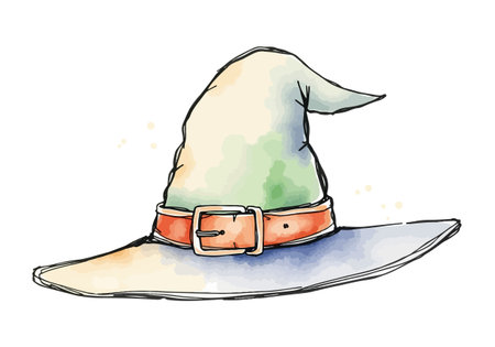 Pointed witch hat vector illustration. AI generated.の素材