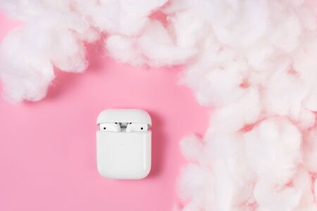 Earphone with wireless charging case.の写真素材