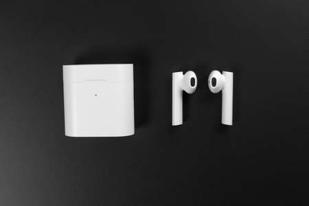 AIRDOTS PRO 2. XIAOMI AIR 2 TRUE WIRELESS EARPHONES (AIRDOTS PRO 2). black background. Air dots.