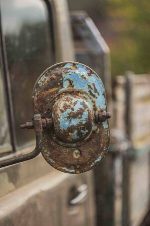 dump of old abandoned Soviet rusty cars. Russian auto industry.