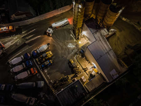 territory of the concrete plant. photo from above. Russian Federation