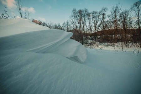 winter landscape of Russia in a severe frost in the village. High quality photoの写真素材