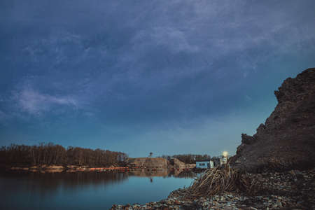 forest lake on a warm evening. High quality photoの写真素材