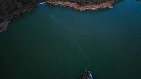 aerial photography of a lake in the forest. High quality photo