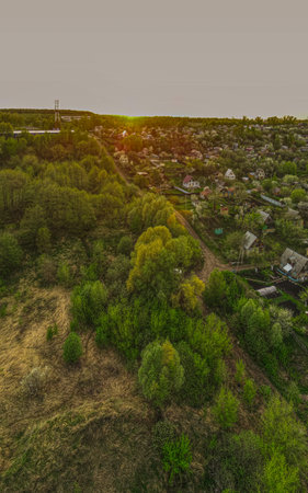 wildlife landscape in a forest area aerial photos. High quality photoの写真素材