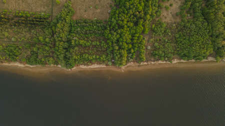 aerial survey of the reservoir in the Penza region. High quality photoの写真素材