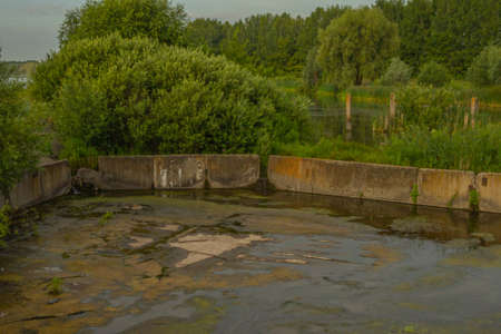 pond dam in the countrysideの写真素材