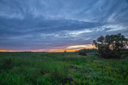 sunset landscapes in the wild nature of Russiaの写真素材