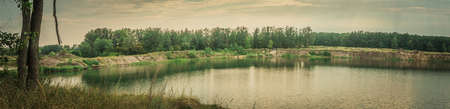 landscape panorama in summer on the lake. High quality photo