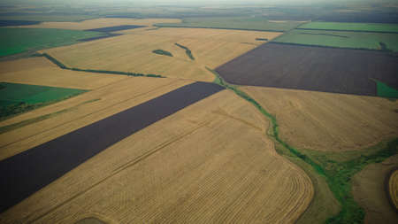 aerial photography of fields with crops in rural areas. High quality photo