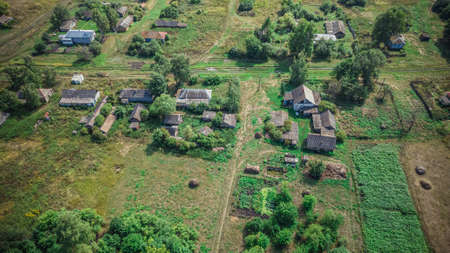 aerial survey of a village in the Penza region. High quality photoの写真素材