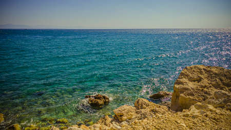 rocky coast of the mediterranean sea.の写真素材
