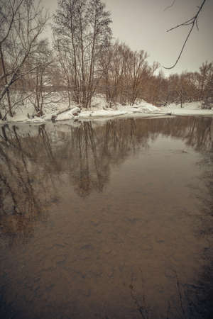 winter river landscape in the Russian countryside