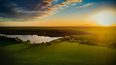 aerial photography of rural nature.の写真素材