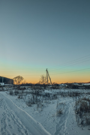 winter landscape in the countryside.の写真素材