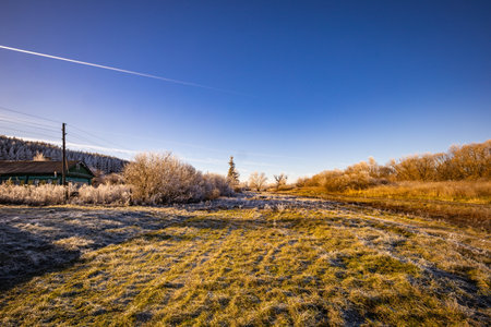 winter landscape in the countryside.の写真素材