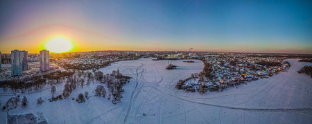 colored high-rise buildings in the city.の写真素材