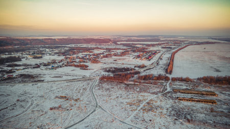 winter wildlife landscape in the countryside.の写真素材