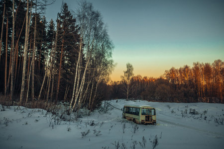 winter nature in the Russian countryside.の写真素材