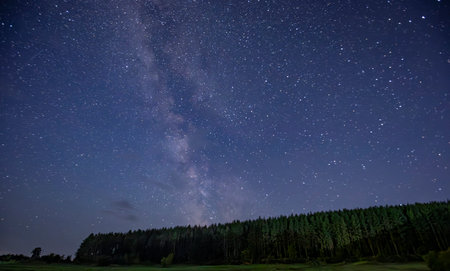 night starscape in the countryside.の写真素材