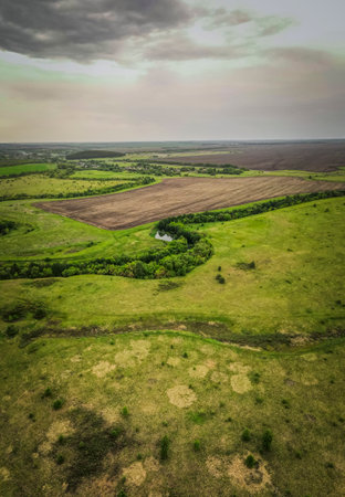 aero landscape of a green summer forest.の写真素材