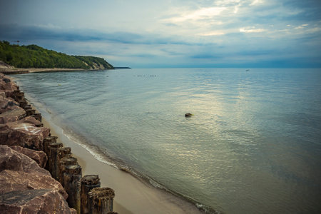 sandy beach in the Baltic Sea.の写真素材