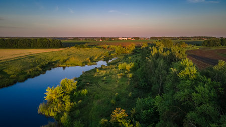 Aerial photography of the lake in the wild.