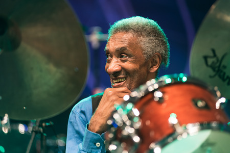 NIS, SERBIA - AUGUST 11: American jazz drummer Al Foster performing live with his band at Nisville Jazz Festival, August 11, 2017 in Nis, Serbiaのeditorial素材