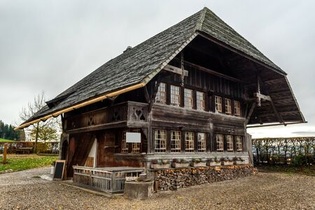 Traditional Farmhouse in Emmental valley in  Switzerland where the famous Emmental cheese is madeの写真素材