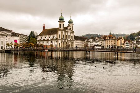 Lucerne, Switzerland - November 03, 2019: Historic city center of Lucerne, Switzerlandのeditorial素材