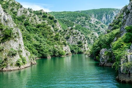 Matka Canyon and Matka Lake - located west of central Skopje, North Macedonia. It is one of the most popular outdoor destinations in Macedonia and home to several medieval monasteriesの写真素材