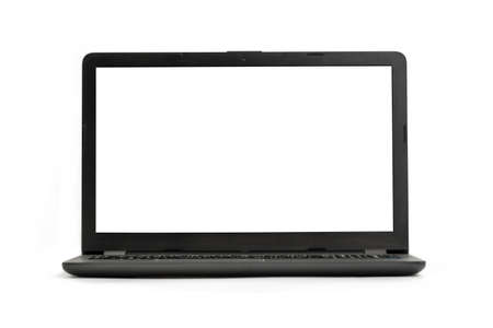Laptop isolated on white background - front viewの写真素材