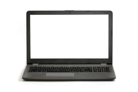 Laptop isolated on white background - front viewの写真素材