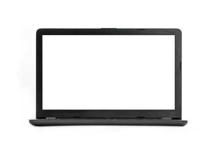 Laptop isolated on white background - with clipping paths for laptop and screenの写真素材