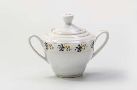 Luxury Vintage Porcelain coffe or tea set - Sugar Jar on white backgroundの写真素材