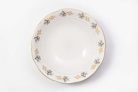 Luxury Vintage Porcelain tableware - Soup Bowl on white background, top viewの写真素材