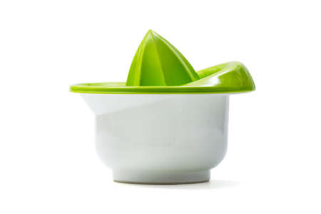 Plastic manual juicer isolated on white background with clipping path included. Citrus Reamerの写真素材