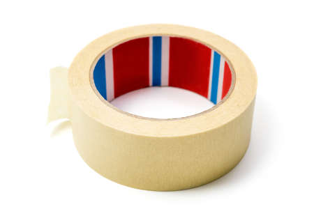 Roll of white adhesive tape isolated on a white background with clipping pathの写真素材