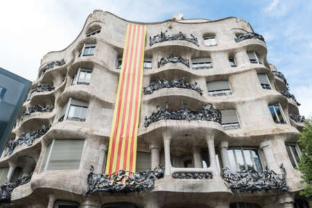 Barcelona, Spain. April 23, 2022. Modernist house Casa Mila called La Pedrera designed by Antoni Gaudi on April 19, 2017 in Barcelonaのeditorial素材