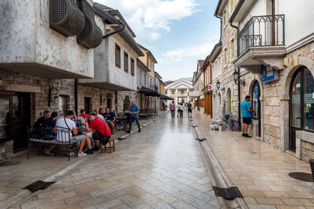 Visegrad, Republic of Srpska, Bosnia and Herzegovina - May 27, 2022. Main Street of Andricgrad. Construction project by film director Emir Kusturica.のeditorial素材