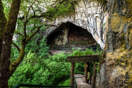 Entrance to Stopica cave which is located on the slopes of the mountain Zlatibor in Serbiaの写真素材