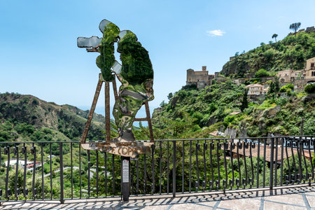 Savoca, Sicily, Italy, May 17th, 2023. -  Sculpture dedicated to F.F. Coppola, created by the maestro Nino Ucchinoのeditorial素材