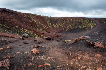 Etna volcano craters in Sicily, Italy. The highest volcano in Europeの写真素材