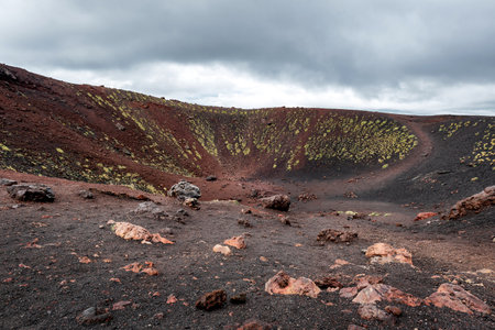 Etna volcano craters in Sicily, Italy. The highest volcano in Europeの写真素材