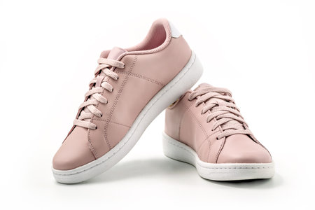 Pink tennis shoes isolated on white backgroundの写真素材